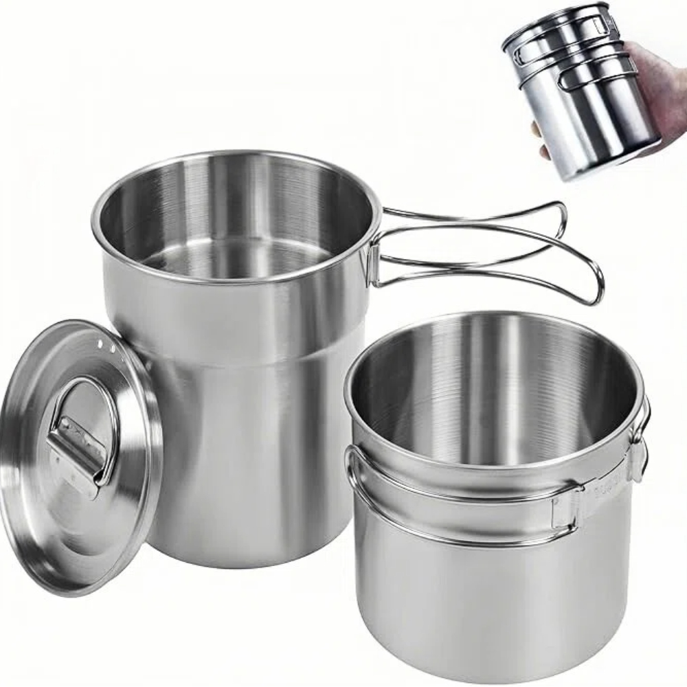 Camping Cooking Pot With Lid - أكواب قابلة للطي للتخييم، أواني طهي