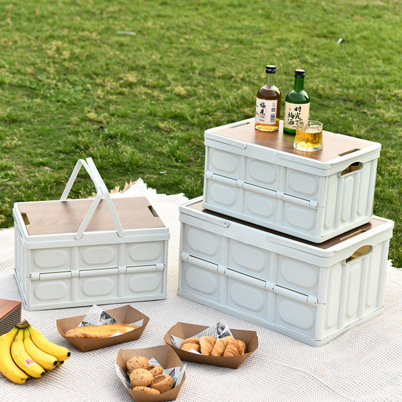 Camp Cutting Board - صندوق تخزين بغطاء خشبي للتخييم والنزهات