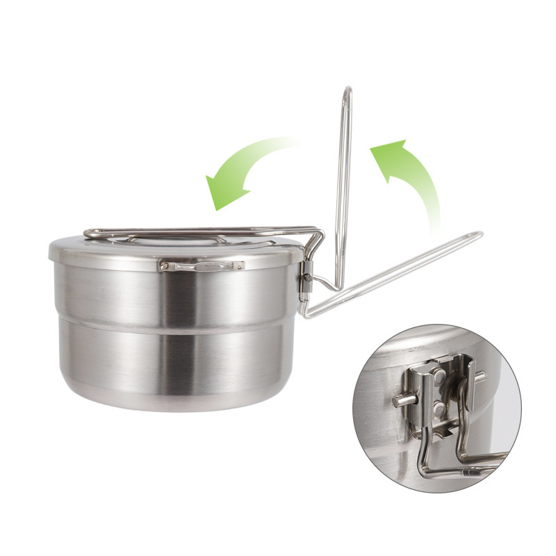 Camping Cooking Pot With Lid - وعاء طبخ خارجي من الفولاذ المقاوم