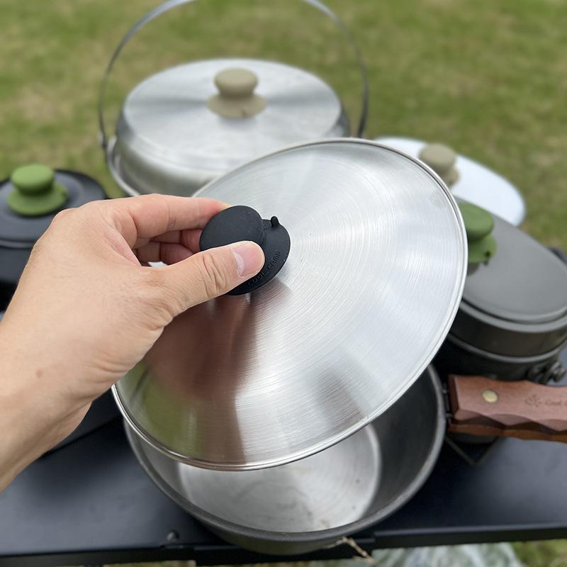 Camping Cooking Pot With Lid - مقبض غطاء وعاء من السيليكون مقاس