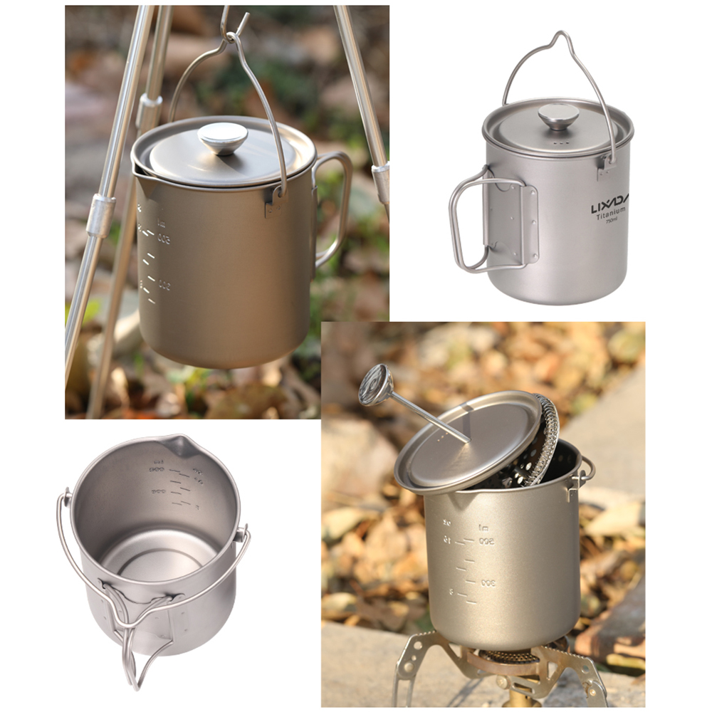 Camping Cooking Pot With Lid - كوب قهوة تيتانيوم من ليكسادا سعة