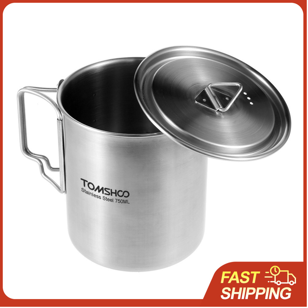 Camping Cooking Pot With Lid - وعاء من الفولاذ المقاوم للصدأ سعة