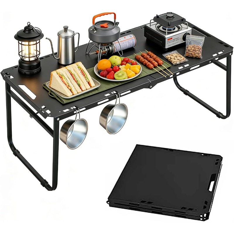 Camping Outdoor Cooking Table - طاولة تخييم قابلة للطي والتعديل، محمولة