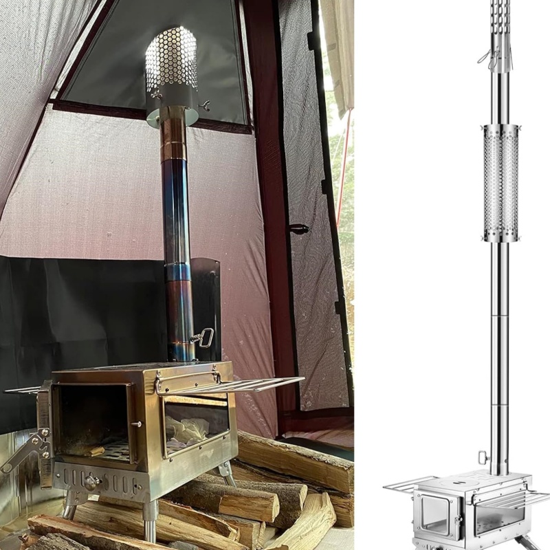 موقد للتخييم الأنابيب الفولاذ  - مراجعة Camping Cooking Wood Stove وسعره