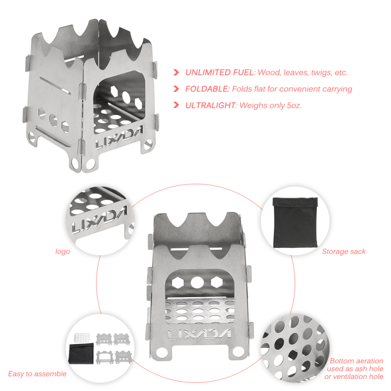 Lixada-موقد محمول للتخييم في ا - مراجعة Camping Cooking Wood Stove وسعره
