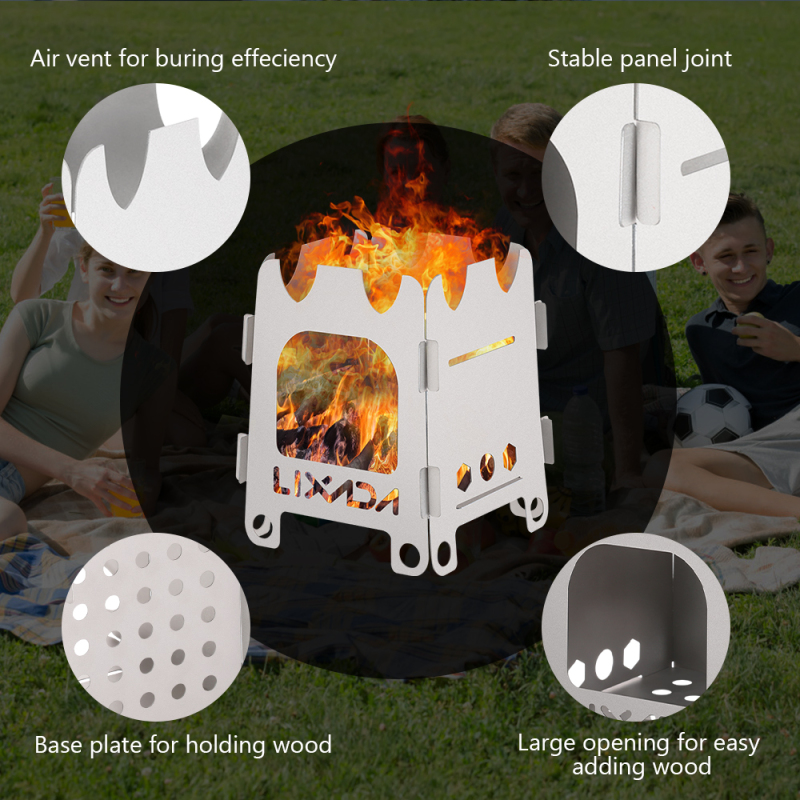 Lixada-موقد محمول للتخييم في ا - مراجعة Camping Cooking Wood Stove وسعره
