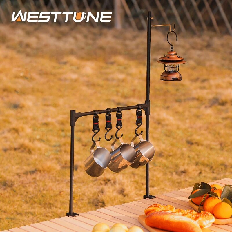 رف تخزين خارجي لسطح المكتب من  - مراجعة Camping Outdoor Cooking Table وسعره