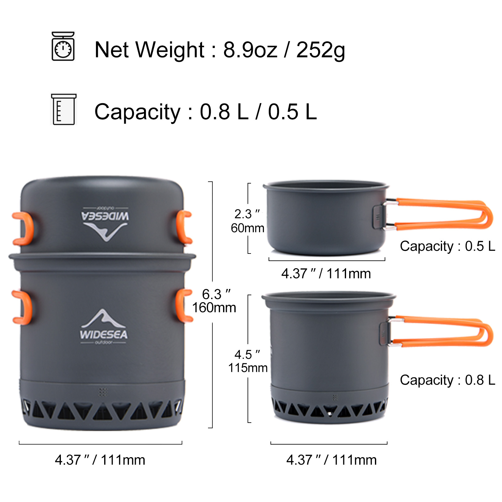 Widesea وعاء التخييم 1.3L 2.3L - مراجعة Camping Cooking Set Jetboil وسعره