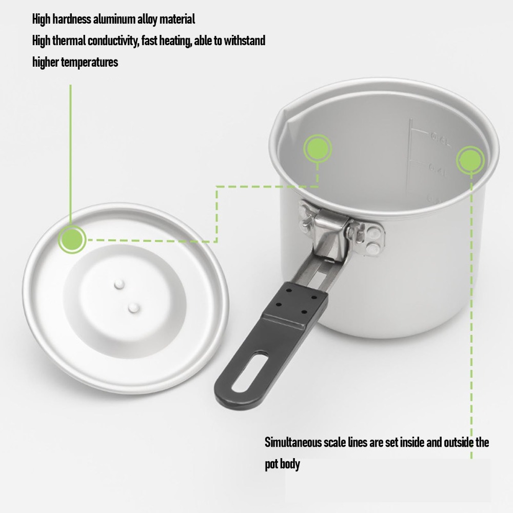 وعاء طهي للتخييم، سعة 770 مل،  - مراجعة Camping Cooking Pot With Lid وسعره
