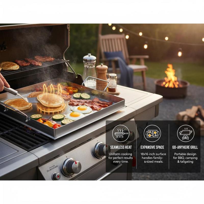شواية مسطحة عالمية مقاس 18x16  - مراجعة Camping Cooking Pan وسعره