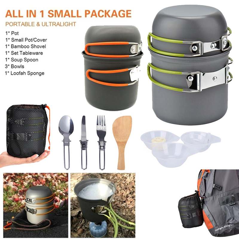 جديد التخييم وعاء المحمولة في  - مراجعة Camping Cooking Kitchen Set وسعره
