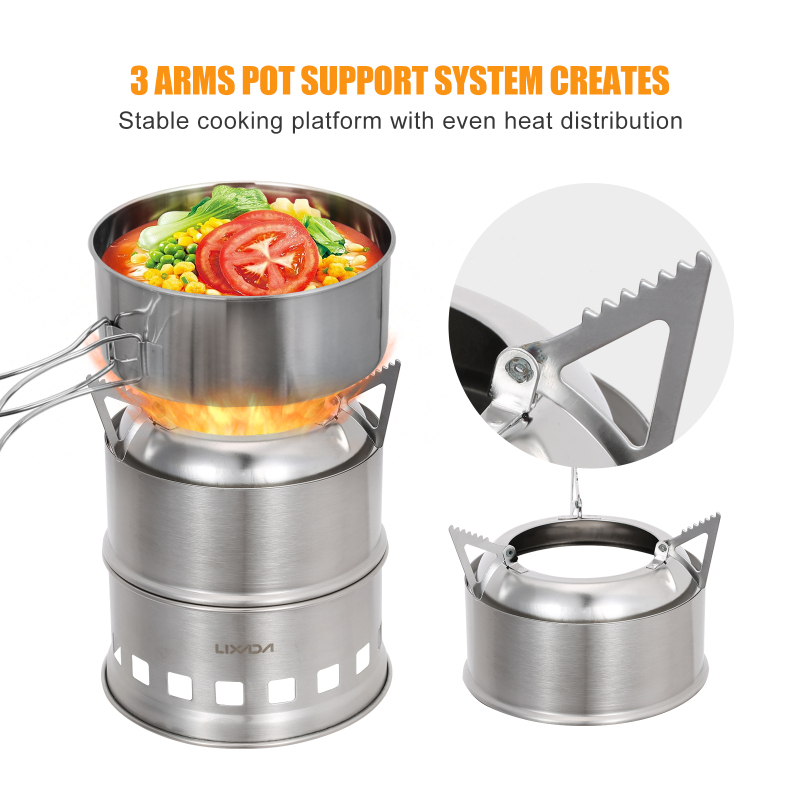 Lixada-موقد خشبي من الفولاذ ال - مراجعة Camping Cooking Wood Stove وسعره