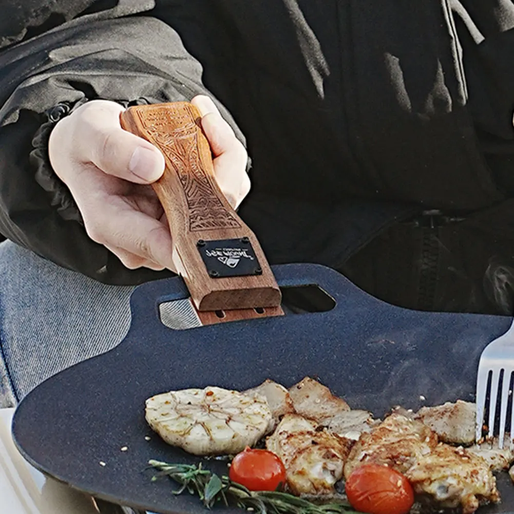 مقلاة شواء خشبية طبيعية للاستخ - مراجعة Camping Cooking Pan وسعره