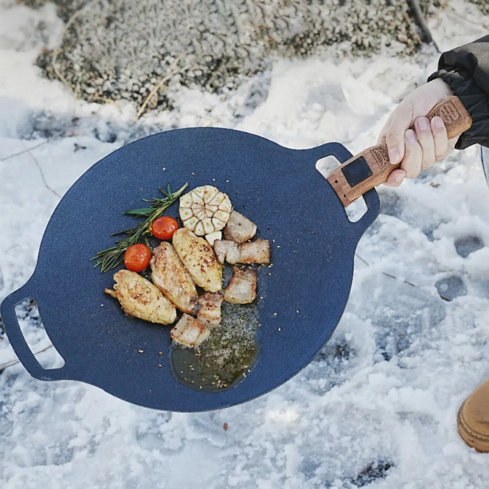 مقلاة شواء خشبية طبيعية للاستخ - مراجعة Camping Cooking Pan وسعره
