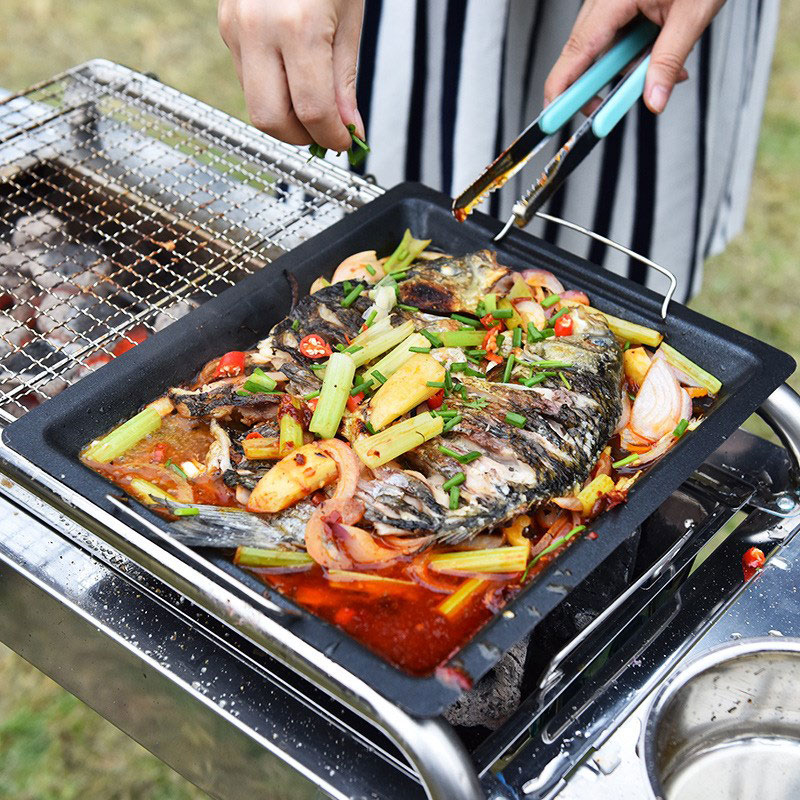 مقلاة شواء مربعة سميكة للاستخد - مراجعة Camping Cooking Pan وسعره