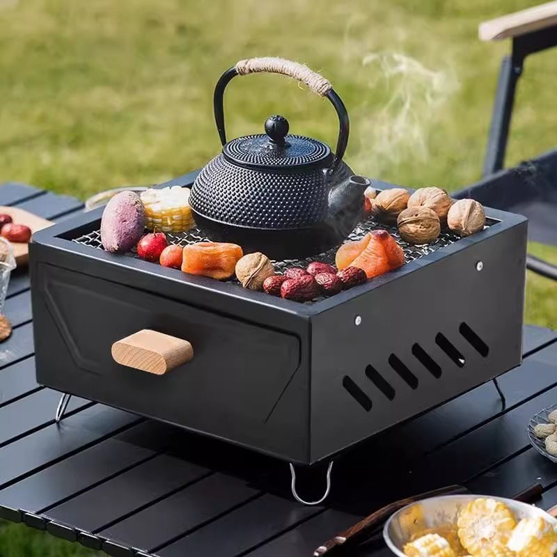 شواية فحم محمولة للتخييم مع در - مراجعة Camping With Cooking وسعره